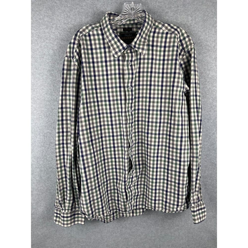 Jos A Bank Reserve Shirt Mens XL Blue Green Checks Flannel Outdoor Classiccore - Picture 1 of 8